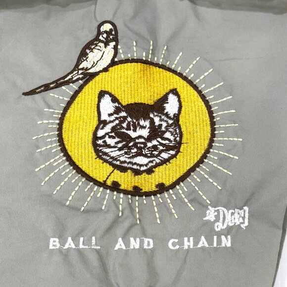 Ball & Chain Small Pouch Gray Yellow Cat Bird NEW - Picture 6 of 11